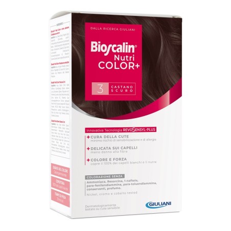 Giuliani Bioscalin Nutricolor Plus 3 Castano Scuro Crema Colorante 40 Ml + Rivelatore Crema 60 Ml + Shampoo 12 Ml + Trattamento Giuliani Bioscalin Nutricolor Plus 3 Castano Scuro Crema Colorante 40 Ml + Rivelatore Crema 60 Ml + Shampoo 12 Ml + Trattamento