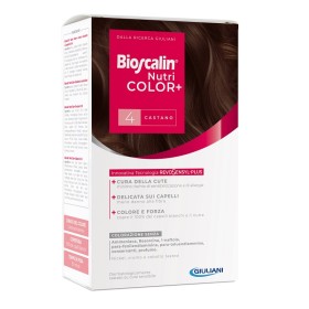 Giuliani Bioscalin Nutricolor Plus 4 Castano Crema Colorante 40 Ml + Rivelatore Crema 60 Ml + Shampoo 12 Ml + Trattamento Finale