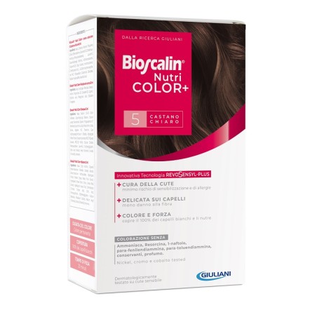 Giuliani Bioscalin Nutricolor Plus 5 Castano Chiaro Crema Colorante 40 Ml + Rivelatore Crema 60 Ml + Shampoo 12 Ml + Trattamento Giuliani Bioscalin Nutricolor Plus 5 Castano Chiaro Crema Colorante 40 Ml + Rivelatore Crema 60 Ml + Shampoo 12 Ml + Trattamento