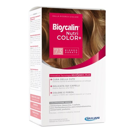 Giuliani Bioscalin Nutricolor Plus 7,3 Biondo Dorato Crema Colorante 40 Ml + Rivelatore Crema 60 Ml + Shampoo 12 Ml + Trattament Giuliani Bioscalin Nutricolor Plus 7,3 Biondo Dorato Crema Colorante 40 Ml + Rivelatore Crema 60 Ml + Shampoo 12 Ml + Trattament