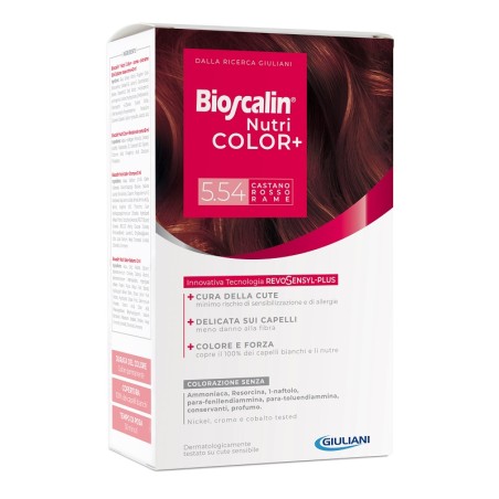 Giuliani Bioscalin Nutricolor Plus 5,54 Castano Rosso Rame Crema Colorante 40 Ml + Rivelatore Crema 60 Ml + Shampoo 12 Ml + Trat Giuliani Bioscalin Nutricolor Plus 5,54 Castano Rosso Rame Crema Colorante 40 Ml + Rivelatore Crema 60 Ml + Shampoo 12 Ml + Trat