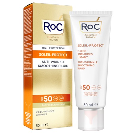 Roc Fluido Solare Viso Spf 50+ Anti-rughe Levigante 50 Ml Roc Fluido Solare Viso Spf 50+ Anti-rughe Levigante 50 Ml