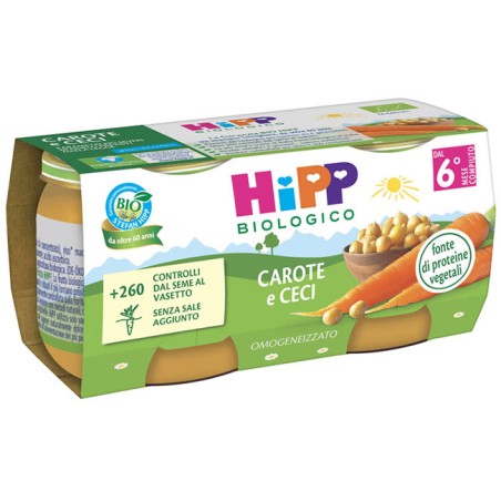 Hipp Bio Omogeneizzato Carote/ceci 2x80 G