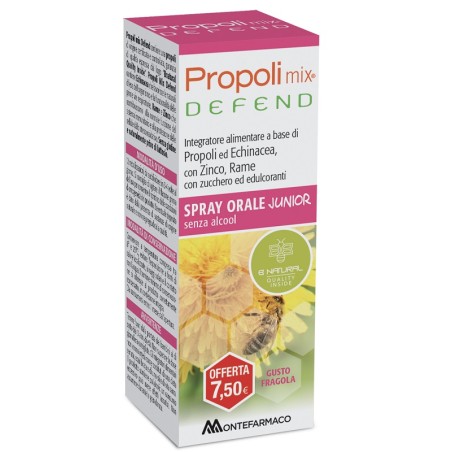 Montefarmaco Propoli Mix Defend Spray Orale Junior Analcolico 30 Ml Gusto Fragola Montefarmaco Propoli Mix Defend Spray Orale Junior Analcolico 30 Ml Gusto Fragola