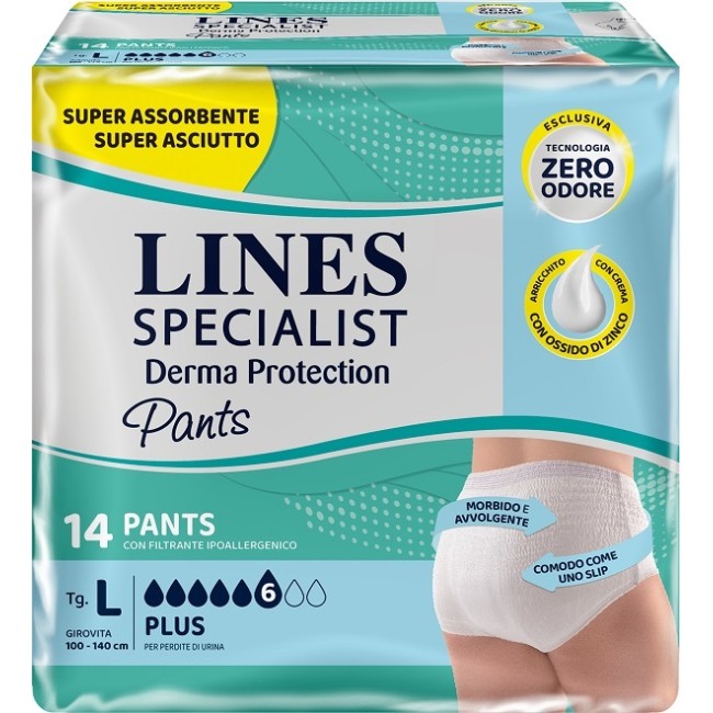 Fater Pannolone Per Incontinenza Lines Specialist Derma Pants Plus L 14 Pezzi