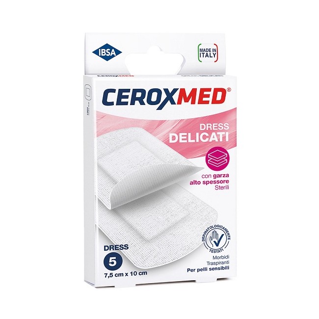 Nova Argentia Dress Delicati Ceroxmed Con Garza Alto Spessore Per Pelli Sensibili 7,5x10cm 5 Pezzi