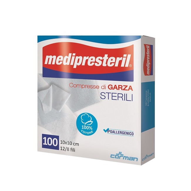 Corman Garza Compressa Medipresteril 12/8 Fu 10x10cm 100 Pezzi