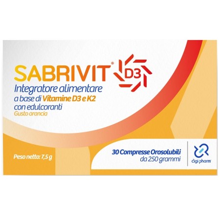 Digi-pharm Sabrivit D3 30 Compresse Orosolubili Gusto Arancia Digi-pharm Sabrivit D3 30 Compresse Orosolubili Gusto Arancia