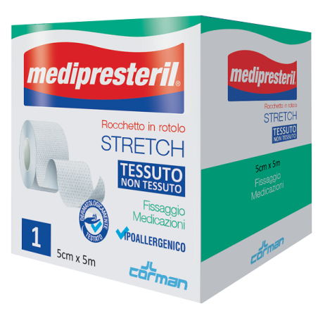 Corman Medipresteril Rocchetto Rotolo Stretch Tessuto Non Tessuto 5 Cm X 500 Cm Corman Medipresteril Rocchetto Rotolo Stretch Tessuto Non Tessuto 5 Cm X 500 Cm