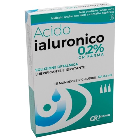 Gr Farma Soluzione Oftalmica Lubrificante E Idratante Acido Ialuronico 0,2% 10 Monodose Richiudibili Da 0,5 Ml Gr Farma Soluzione Oftalmica Lubrificante E Idratante Acido Ialuronico 0,2% 10 Monodose Richiudibili Da 0,5 Ml