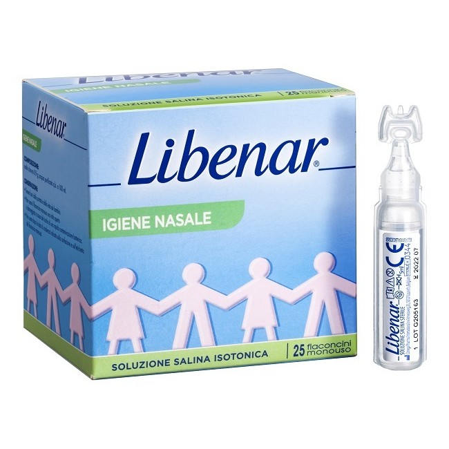 Perrigo Soluzione Salina Isotonica 0,9% Libenar Per Igiene Nasale 25 Flaconcini Monouso X 5 Ml