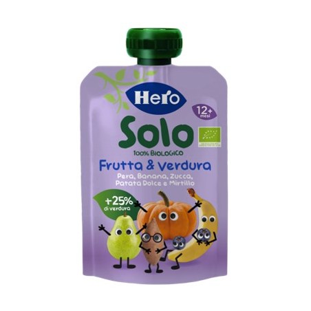 Fater Hero Solo Omogeneizzato Patata Dolce Zucca Banana Mirtillo 100 G