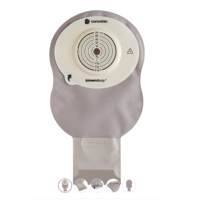Convatec Sacca Ileostomia Esteem Body Fondo Aperto 7 Mm Opaco Ritagliabile 10-55 Mm 10 Pezzi