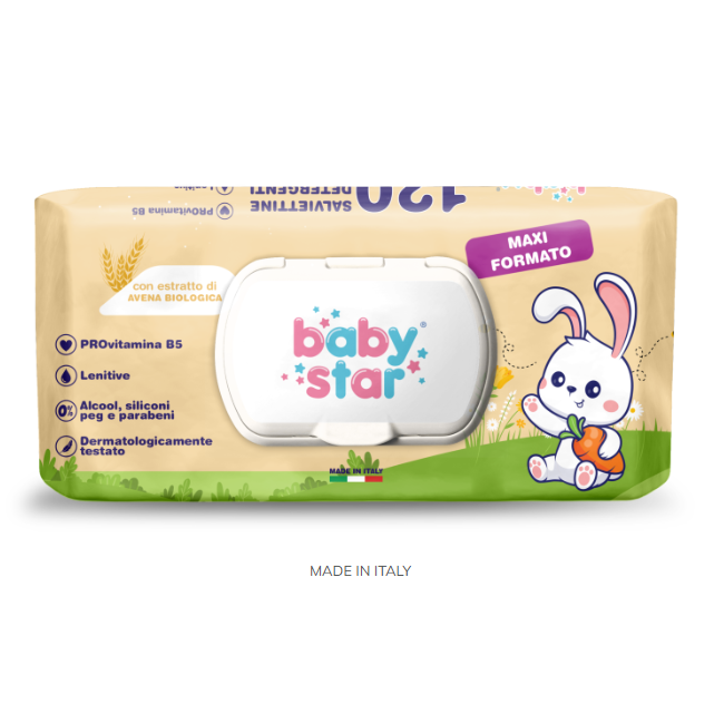 Farvima Medicinali Babystar Salviettine Bebe' Avena Bio 120 Pezzi Farvima Medicinali Babystar Salviettine Bebe' Avena Bio 120 Pezzi
