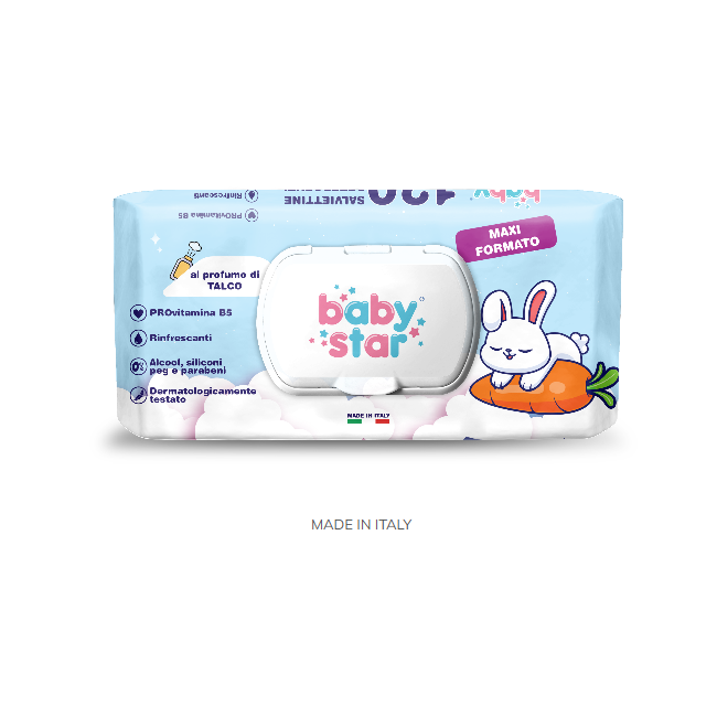 Farvima Medicinali Babystar Salviettine Bebe' Talco 120 Pezzi