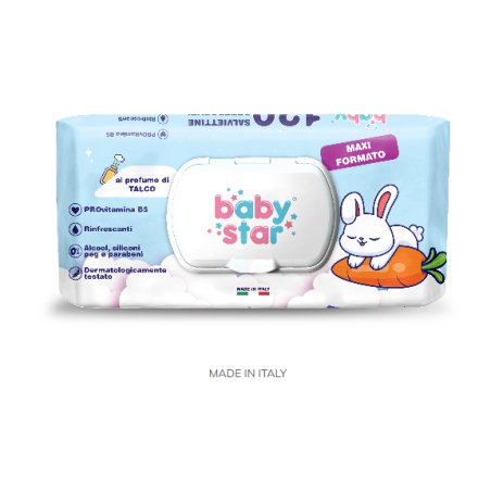 Farvima Medicinali Babystar Salviettine Bebe' Talco 120 Pezzi