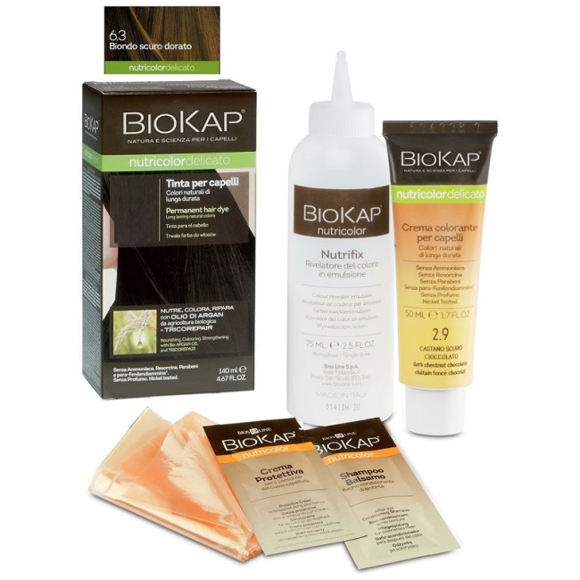 Bios Line Biokap Nutricolor Delicicato 6,30 Biondo Scuro Dorato Tinta Tubo + Flacone Bios Line Biokap Nutricolor Delicicato 6,30 Biondo Scuro Dorato Tinta Tubo + Flacone