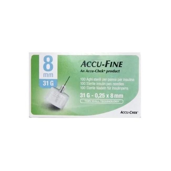 Roche Ago Per Penna Da Insulina Accu-fine Pen Needle Accu-chek Gauge 31 X 8mm 100 Pezzi Roche Ago Per Penna Da Insulina Accu-fine Pen Needle Accu-chek Gauge 31 X 8mm 100 Pezzi