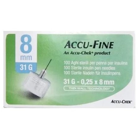 Roche Ago Per Penna Da Insulina Accu-fine Pen Needle Accu-chek Gauge 31 X 8mm 100 Pezzi Roche Ago Per Penna Da Insulina Accu-fine Pen Needle Accu-chek Gauge 31 X 8mm 100 Pezzi