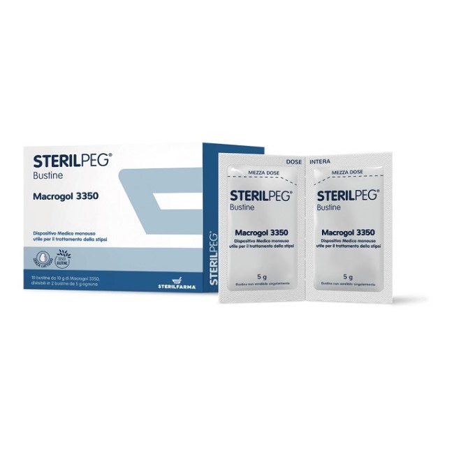 Sterilfarma Sterilpeg Macrogol 3350 10 Bustine Bipartite 10 G Sterilfarma Sterilpeg Macrogol 3350 10 Bustine Bipartite 10 G