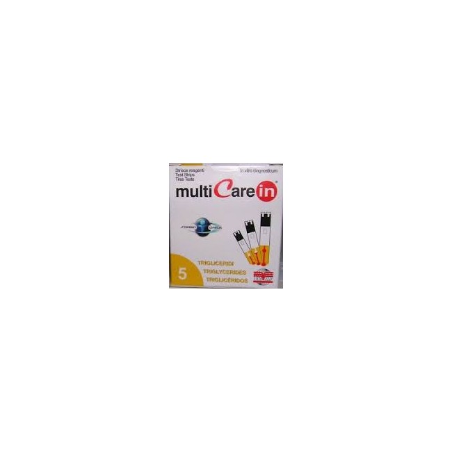 Biochemical System Intern. Test Trigliceridi Multicare In Strisce Con Aspirazione Capiillare 5 Pezzi Biochemical System Intern. Test Trigliceridi Multicare In Strisce Con Aspirazione Capiillare 5 Pezzi