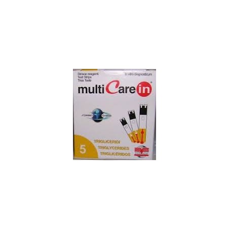 Biochemical System Intern. Test Trigliceridi Multicare In Strisce Con Aspirazione Capiillare 5 Pezzi Biochemical System Intern. Test Trigliceridi Multicare In Strisce Con Aspirazione Capiillare 5 Pezzi