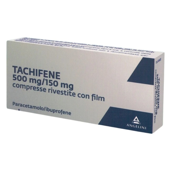 Tachifene 500 mg + 150 mg Antidolorifico e antipiretico 16 compresse Tachifene 500 mg + 150 mg Antidolorifico e antipiretico 16 compresse