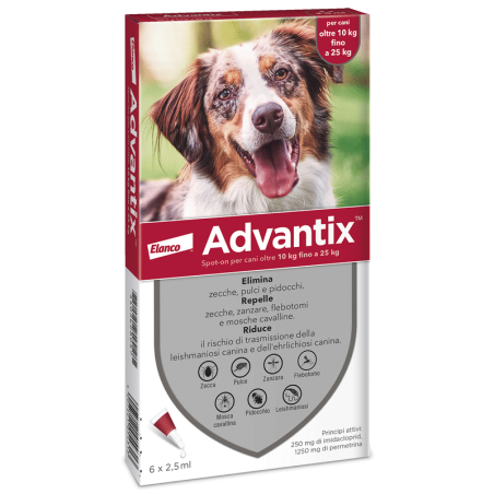 Elanco Advantix Spot-on Per Cani Oltre 10 Kg Fino A 25 Kg Elanco Advantix Spot-on Per Cani Oltre 10 Kg Fino A 25 Kg