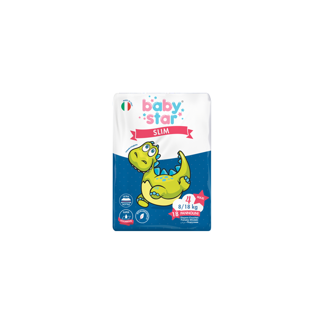 Farvima Medicinali Pannolini Babystar Slim 8/18kg Taglia 4 Maxi 18 Pezzi