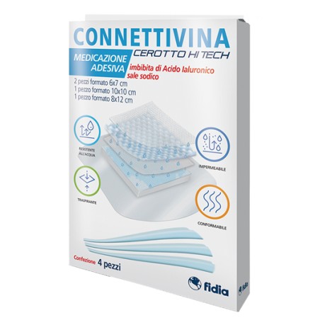 Fidia Farmaceutici Cerotto Connettivina Hitech 4 Misure Miste 2 Pezzi 6 X 7 Cm + 1 Pezzo 10 X 10 Cm + 1 Pezzo 8 X 12 Cm Fidia Farmaceutici Cerotto Connettivina Hitech 4 Misure Miste 2 Pezzi 6 X 7 Cm + 1 Pezzo 10 X 10 Cm + 1 Pezzo 8 X 12 Cm