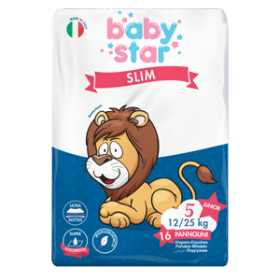 Farvima Medicinali Pannolini Babystar Slim 12/25kg Taglia 5 Junior 16 Pezzi