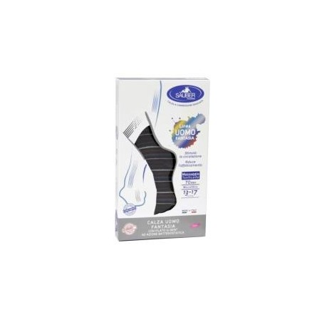 Sauber calza uomo fantasia q-skin 70 den blu riga bianca denim bordeaux taglia g