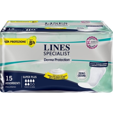 Fater Pannolone Per Incontinenza Lines Specialist Derma Sagomato Anatomico Super Plus 15 Pezzi