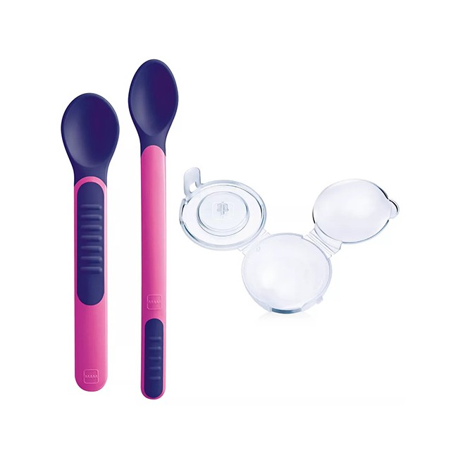 Mam Baby Mam Heat Sensitive Spoons & Cover 6+ Femmina Mam Baby Mam Heat Sensitive Spoons & Cover 6+ Femmina
