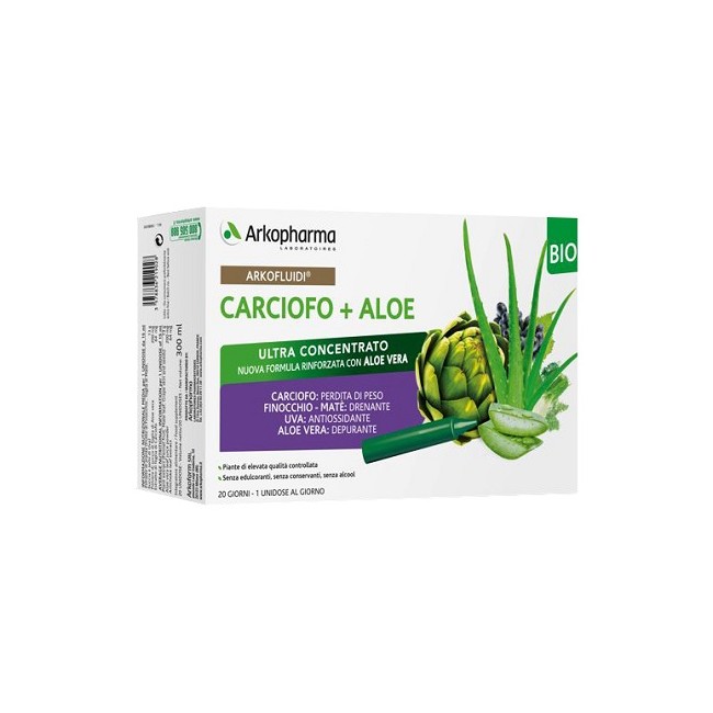 Arkopharma Arkofluidi Carciofo+aloe Vera 20 Flaconcini 200 G Arkopharma Arkofluidi Carciofo+aloe Vera 20 Flaconcini 200 G