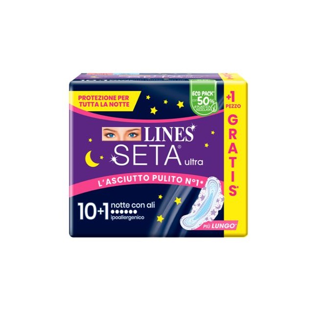 Fater Lines Seta Ultra Assorbenti Notte Cp 10+1 Pezzi Fater Lines Seta Ultra Assorbenti Notte Cp 10+1 Pezzi