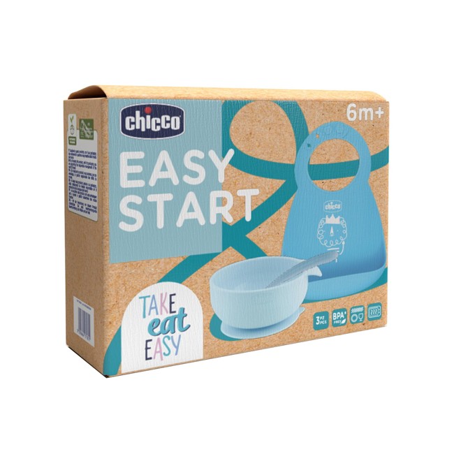 Chicco Set Pappa Silicone 6m+ Azzurro