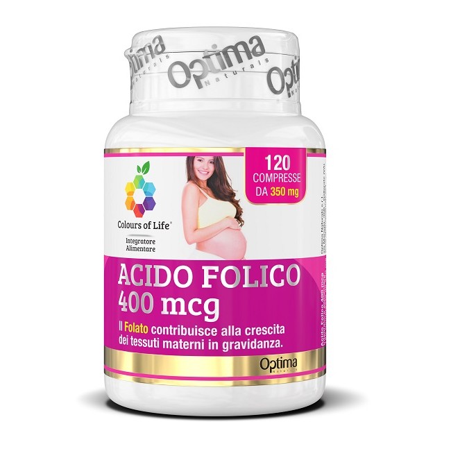 Optima Naturals Colours Of Life Acido Folico 400 Mcg 120 Compresse 350 Mg Optima Naturals Colours Of Life Acido Folico 400 Mcg 120 Compresse 350 Mg
