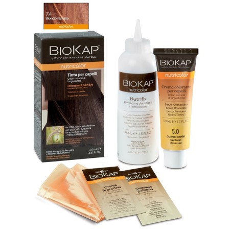 Bios Line Biokap Nutricolor 7,4 New Biondo Ramato Tinta Tubo + Flacone Bios Line Biokap Nutricolor 7,4 New Biondo Ramato Tinta Tubo + Flacone