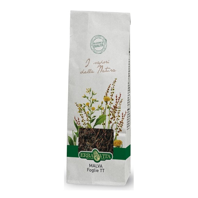 Erba Vita Malva Taglio Tisana Foglie 100 G Erba Vita Malva Taglio Tisana Foglie 100 G