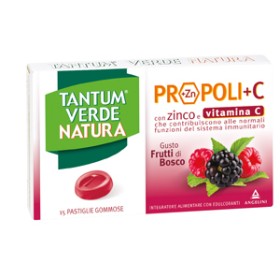 Angelini Tantum Verde Natura Propoli+c Con Zinco E Vitamina C 15 Pastiglie Gommose Gusto Frutti Di Bosco