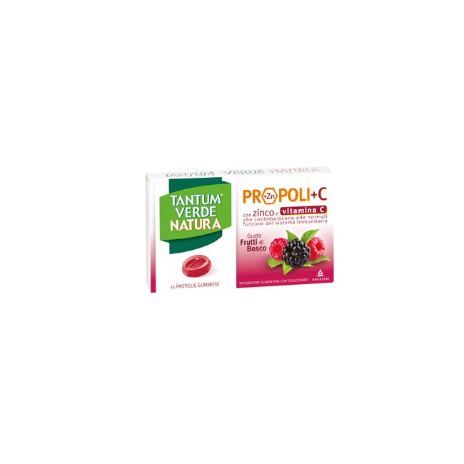 Angelini Tantum Verde Natura Propoli+c Con Zinco E Vitamina C 15 Pastiglie Gommose Gusto Frutti Di Bosco