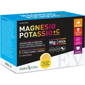 Erba Vita Magnesio Potassio +c Vitamina Gusto Limone 20 Bustine Da 3,8 G