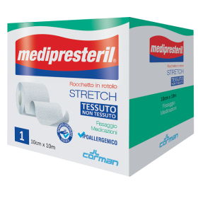 Corman Medipresteril Rocchetto Rotolo Stretch Tessuto Non Tessuto 10 Cm X 1000 Cm