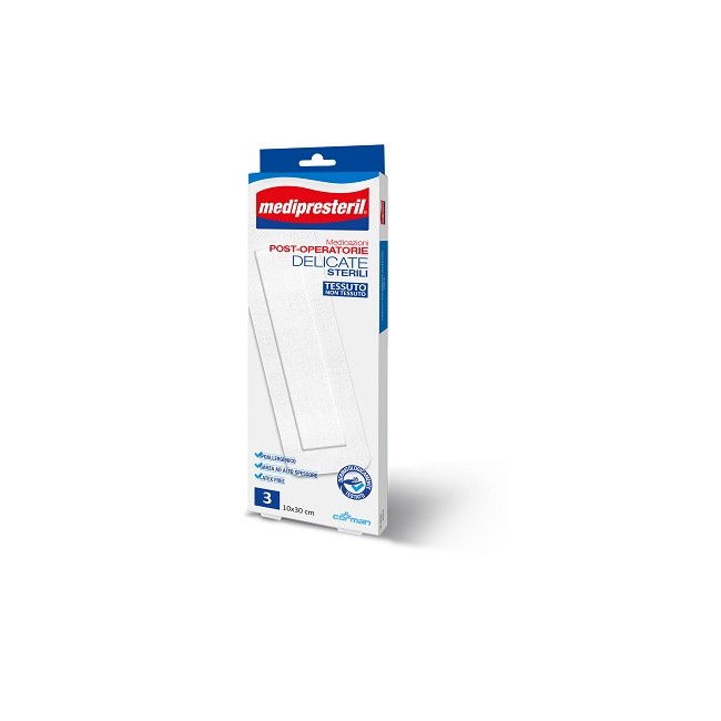 Corman Medicazione Post Operatoria Medipreseteril Delicata Tnt 10x30cm 3 Pezzi