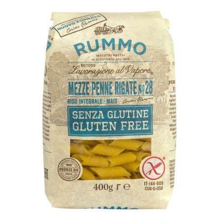 Rummo Mezze Penne Rigate N28 Riso Integrale E Mais 400 G Rummo Mezze Penne Rigate N28 Riso Integrale E Mais 400 G