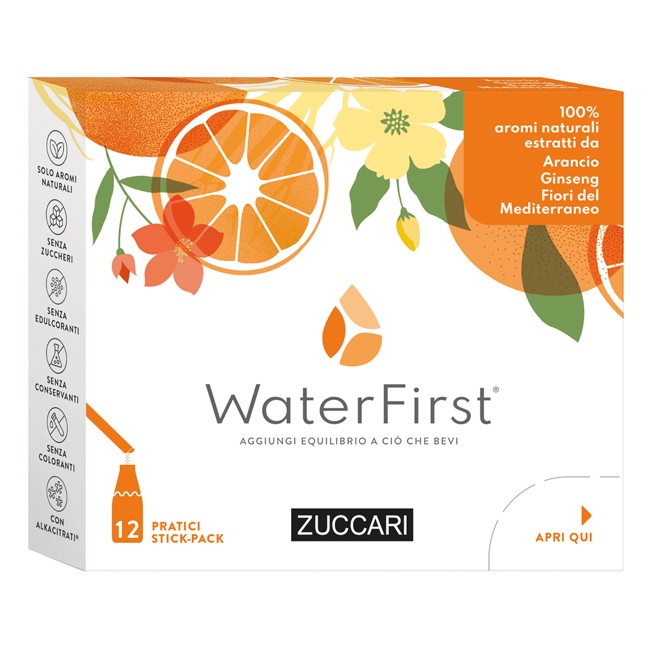 Zuccari Water First Arancia-ginseng-fiori Mediterraneo 12 Stick Pack Zuccari Water First Arancia-ginseng-fiori Mediterraneo 12 Stick Pack