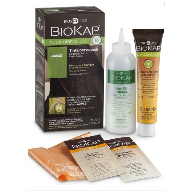 Bios Line Biokap Nutricolor Delicato Rapid 5,05 Castano Nocciola Tinta Tubo+flacone 135 Ml Biosline