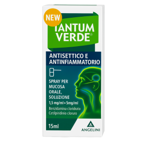Angelini Tantum Verde Antisettico E Antinfiammatorio 1,5 Mg/ml + 5 Mg/ml Spray Per Mucosa Orale, Soluzione Benzidamina Cloridrat