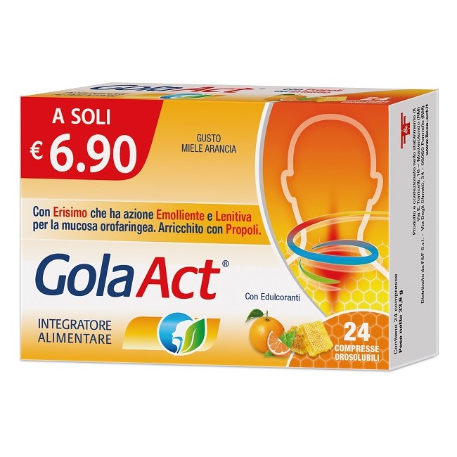 F&f Gola Act Miele Arancia 24 Compresse Orosolubili F&f Gola Act Miele Arancia 24 Compresse Orosolubili